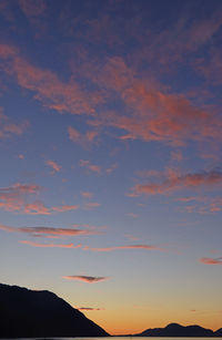 Low angle view of silhouette mountain against dramatic sky