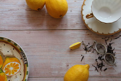 High angle view of fruits on table