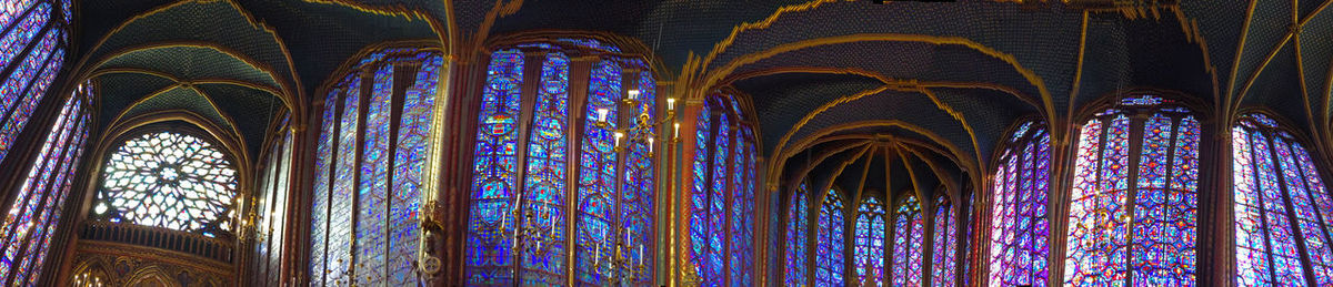 Low angle view of window in temple