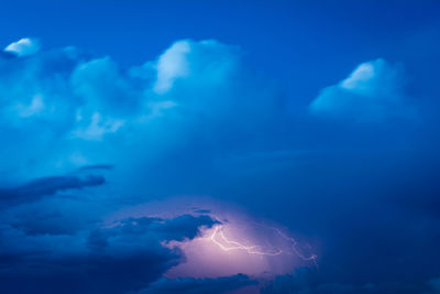 Low angle view of lightning in sky