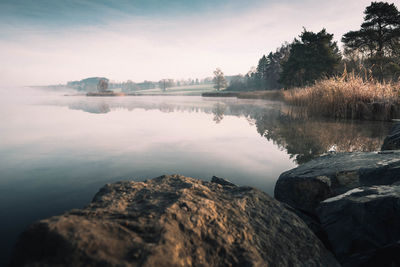 Scenic view of lake against sky