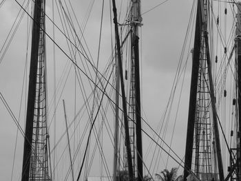 Low angle view of masts against sky