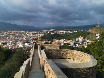 High angle view of townscape against sky