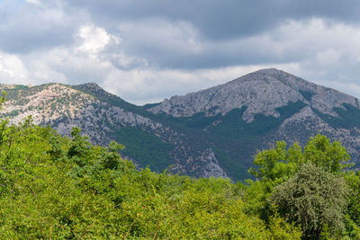 Scenic view of mountains against sky