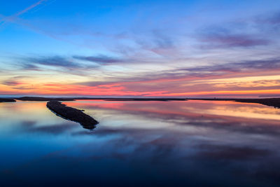 Scenic view of sea against sky at sunset
