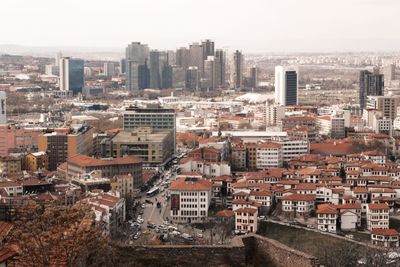 High angle view of townscape against sky