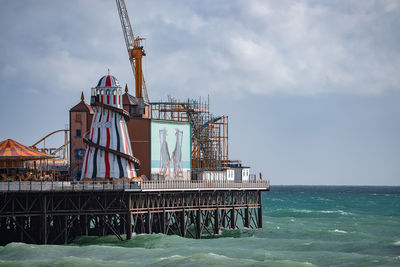 Brighton palace pier, with the seafront behind.