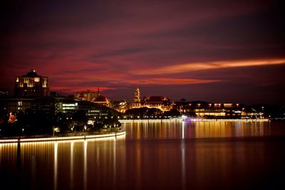 Illuminated city at night