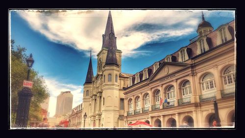 Low angle view of buildings against sky