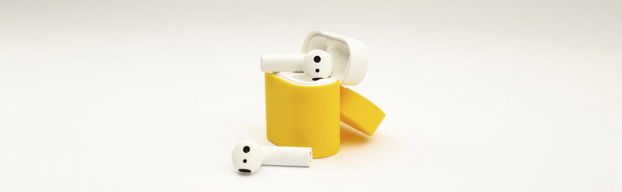 Close-up of dices on white background