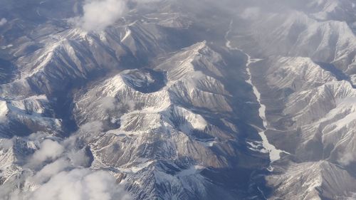 Aerial view of snowcapped mountains