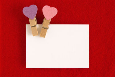 High angle view of heart shape on paper