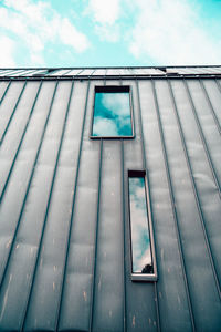 Modern facade against blue sky