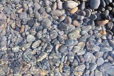 Full frame shot of pebbles on shore