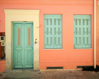 Closed door of house