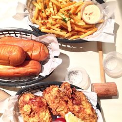 Close-up of food on table