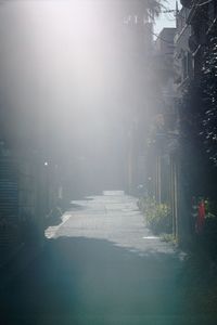 Footpath amidst buildings in city