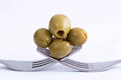 Close-up of food on white background