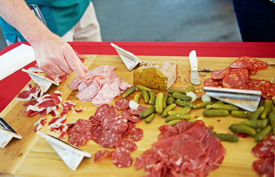 Close-up of charcuterie platter