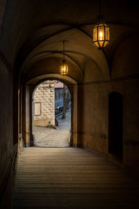 Tunnel arch in to cesky krumlov castle