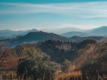 Scenic view of mountains against sky