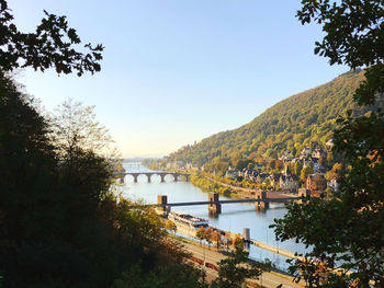 Bridge over river against clear sky