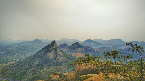 Scenic view of mountains against sky