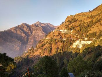 Scenic view of mountains against clear sky