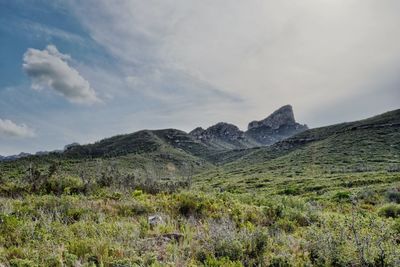 Scenic view of mountains against sky