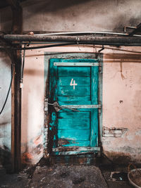 Closed door of old building