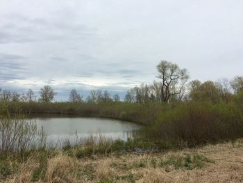 Scenic view of lake against sky