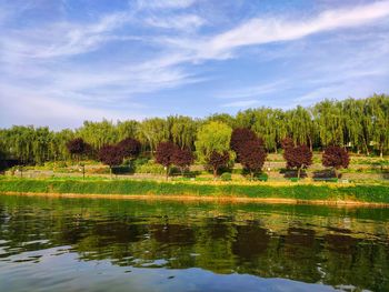 Scenic view of lake against sky