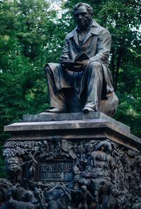 Low angle view of statue in park