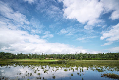 Scenic view of lake against sky