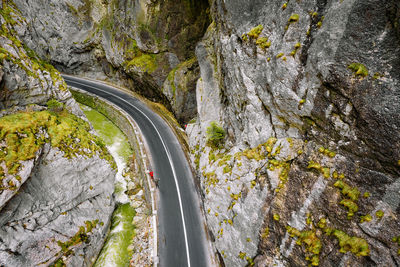 Aerial view of road in mountain canyon