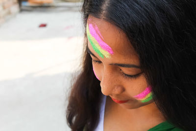 Close-up portrait of a beautiful young woman