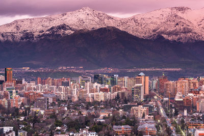 Skyline of residential and office buildings in  district of vitacura and las condes, santiago, chile