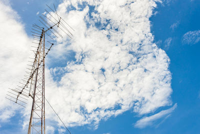 Low angle view of antenna against sky