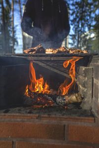 Bonfire on barbecue grill