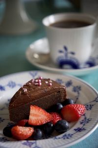 Close-up of dessert on table
