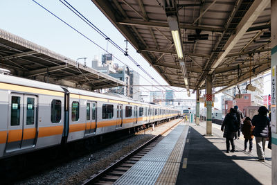 Train on railroad station platform