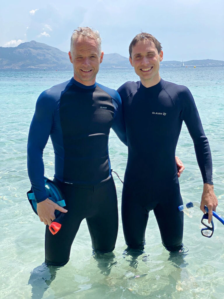 Water Two People Wetsuit Sea Men Adult Looking At Camera Sports Scuba Diving Portrait Swimming Nature Smiling Underwater Diving Equipment Water Sports Front View Togetherness Leisure Activity Emotion