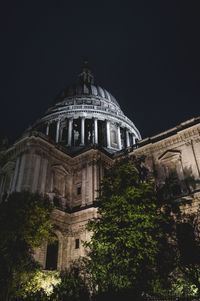 Low angle view of cathedral against sky at night