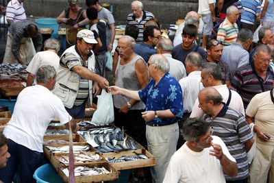 People at fish market