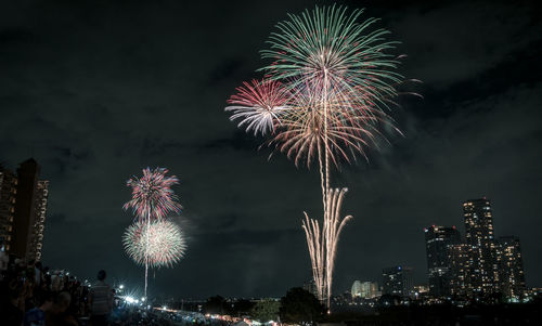 Firework display at night