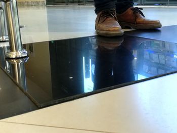 Low section of person on table