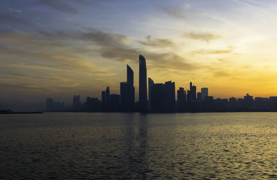 Buildings in city during sunset in abudhabi united arab emirates 