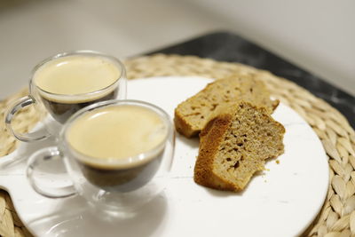 Close-up of breakfast served on table