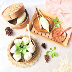 High angle view of food on table