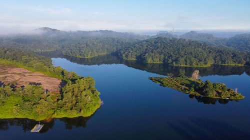 Scenic view of lake against sky
